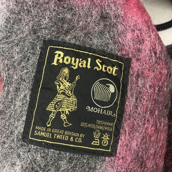 Royal Scot Plaid Blanket Red Gray Fringe Mohair Wool Afgan 57x70 Vintage  New - Picture 9 of 11